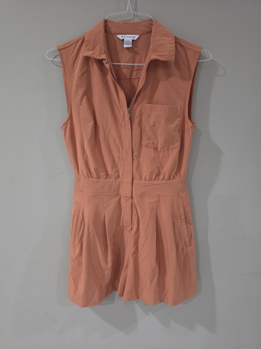 Athleta Women’s Size 4 Orange Sleeveless Utility Romper Zip Front